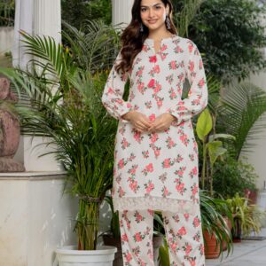 Women’s Floral Printed Co-Ord Set | Elegant Kurta & Pant Set