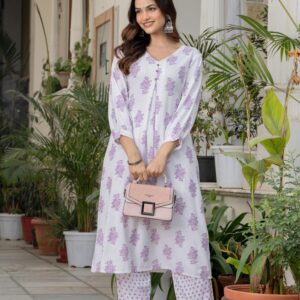 Women’s Floral Printed Co-Ord Set | Elegant Kurta & Pant Set